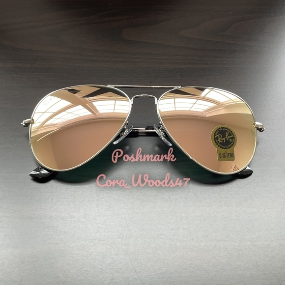 RayBan Aviator Pink Flash Lenses RB3025 Silver Frame 58 / 62 Unisex New - Picture 9 of 16